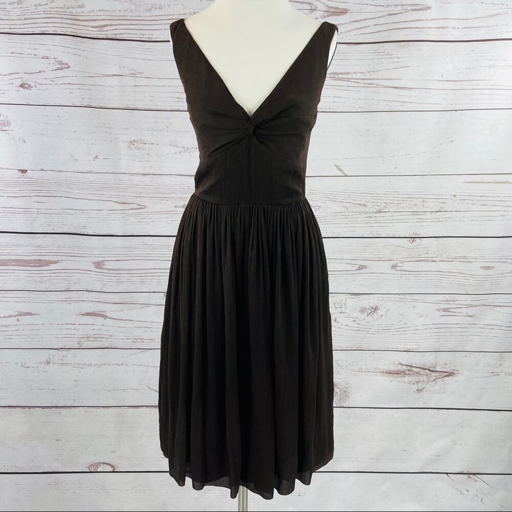 J.Crew silk chiffon twist front brown pockets